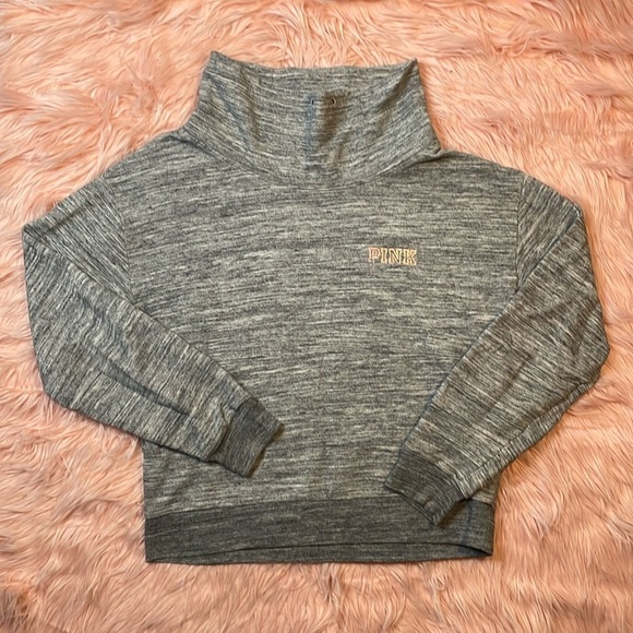 PINK Victoria’s Secret High Neck Pullover Gray Sweatshirt‎ Size Small - Picture 1 of 6